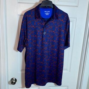PINS & ACES Blue and Red Men's Polo Shirt Liberty Bell Grill Cookout Size XXL